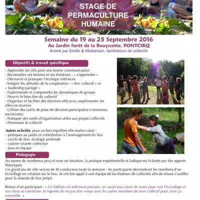 Stage de Permaculture Humaine, 19 - 25 Sept, Lot (46)